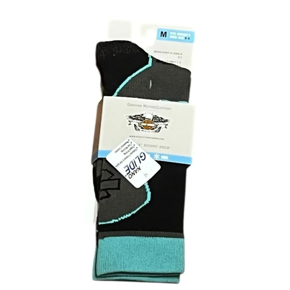 Harley-Davidson Men's Black and Teal Coolmax‎ Socks